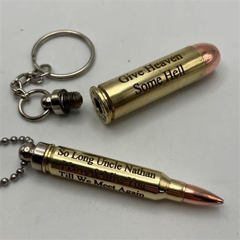 cremation urn jewelry bullet necklace keychain personalized engraving