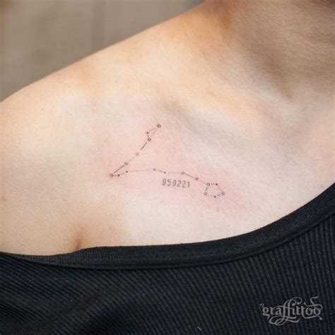 Pisces Constellation Tattoo On The Right Collarbone