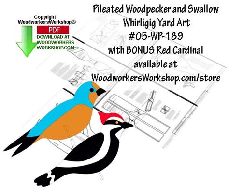 Swallow And Pileated Woodpecker Whirligigs Scrollsaw Pattern