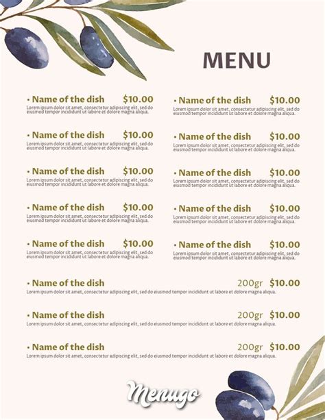 Menugo - Greek Cafe Menu Template