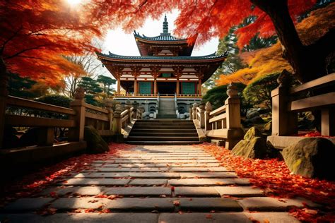 Kyoto temple adorned with vibrant autumn AI Generative 33487726 Stock ...