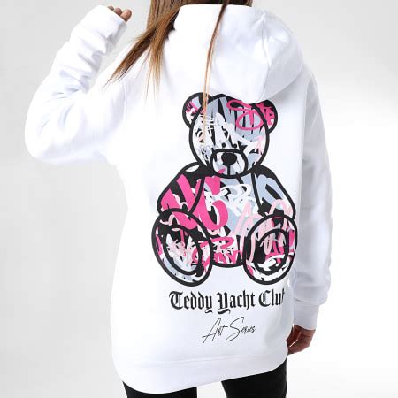 Teddy Yacht Club Sweat Capuche Femme Art Series Pink Blanc