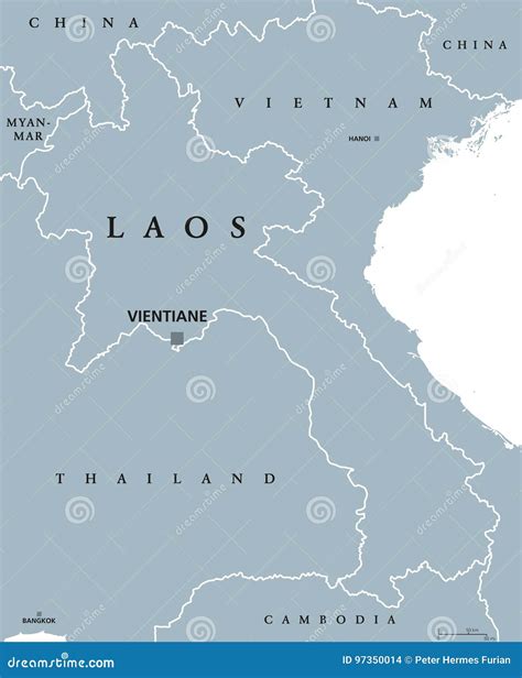 Detailed Map Of Laos And Capital City Vientiane Vector 40 Off