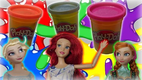 Play Doh Colors Ariel Is Stuck Elsa And Anna Join The Fun Ice Cream