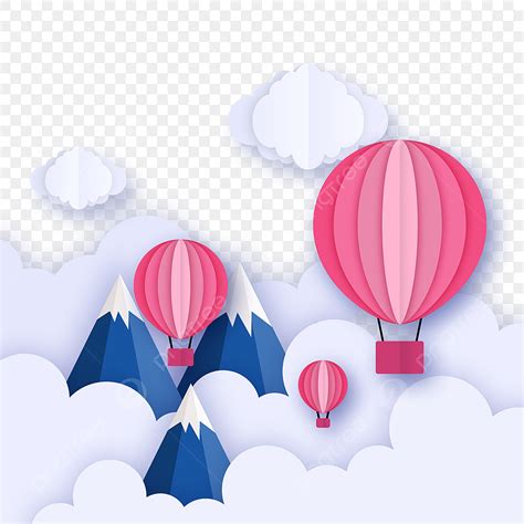 Hot Air Balloons Hd Transparent Rose Red Striped Paper Cut Hot Air