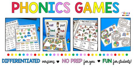 Phonics Games for Kindergarten and First Grade - FREE PRINTABLES ...