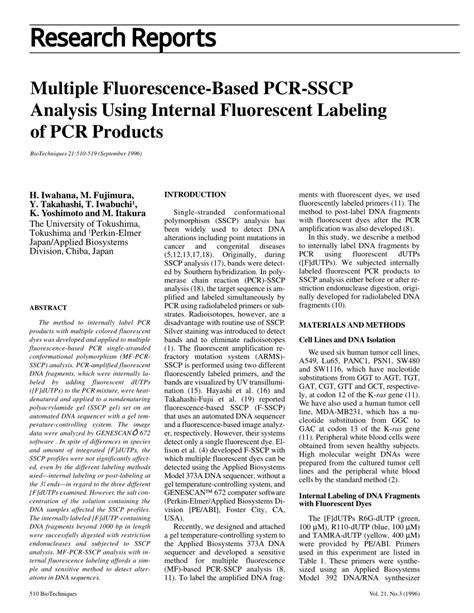 Pdf Multiple Fluorescence Based Pcr Sscp Analysis Using Internal