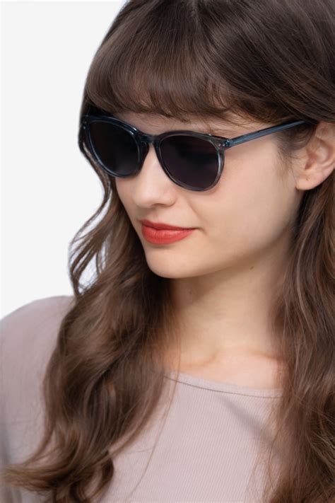 Rhythm Oval Clear Blue Frame Sunglasses For Women Eyebuydirect