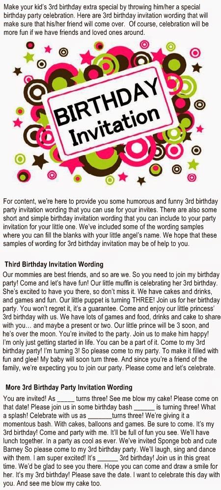 3rd birthday invitations | Childhood Education