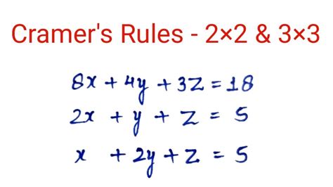 Cramer S Rules 33 Linear System Cramer S Rules Determinants