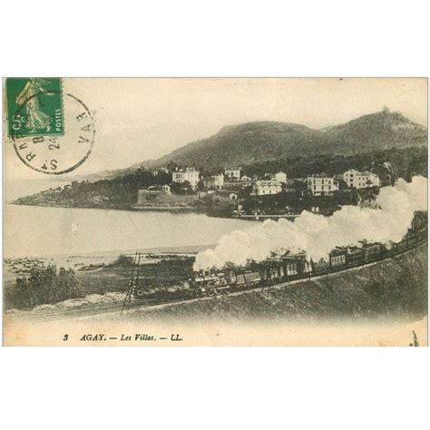 Carte Postale Ancienne 83 AGAY Les Villas Et Le Train Avec Locomotive