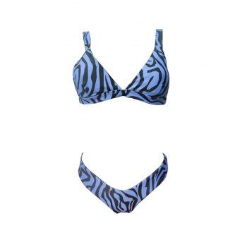 Emmiol Free Shipping Zebra Pattern Bikini Swimsuit Blue M In