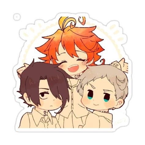 Ray Emma And Norman Cute The Promised Neverland Sticker By Anna