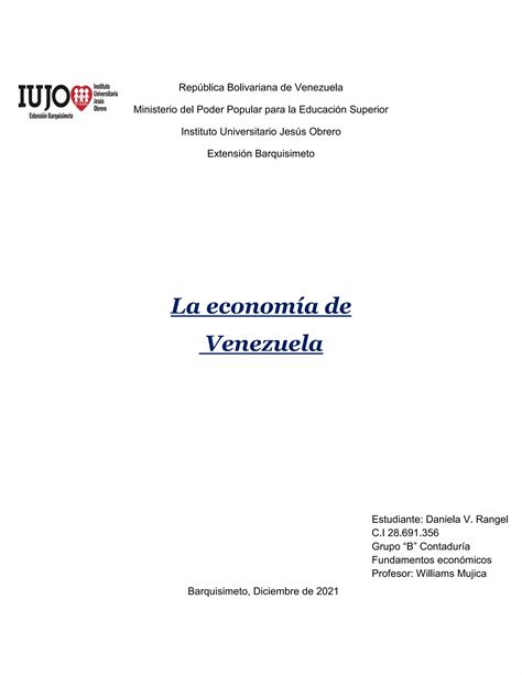 La Economía De Venezuela Pdf