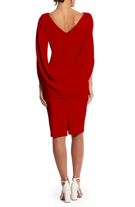 Betsy And Adam Cape Sleeve Crepe Sheath Dress Nordstrom