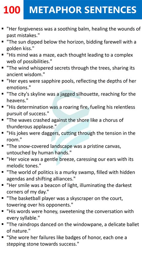 What are Metaphor Sentences | Examples of Metaphor Sentences in 2023 | Writing metaphors ...