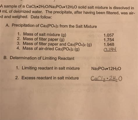 A Sample Of A CaCl2 2H2O Na PO 12H20 Solid Salt Chegg