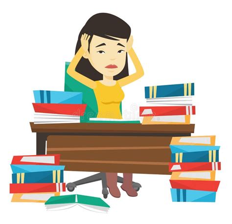 Stressed Female Student Clipart