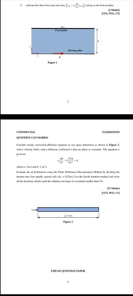 Solved Ii Estimate The Shear Force Per Unit Area Two