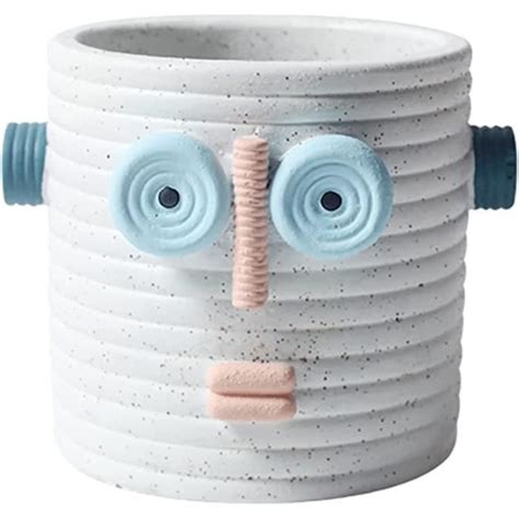 Visage Cache Pot Jardini Re Ciment Pots De Fleurs Petit C Ramique