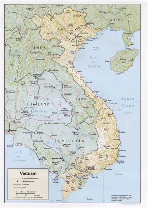 Detailed Road And Relief Map Of Vietnam Vietnam Detailed Road And