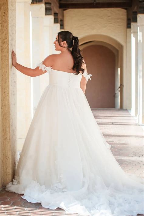 Whimsical Tulle Ballgown Wedding Dress With D Florals And Off The