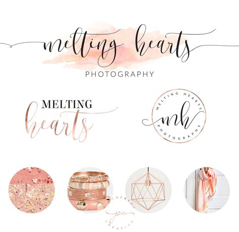 Rose Gold Branding Kit Logo Design Premade Branding Package Watermark