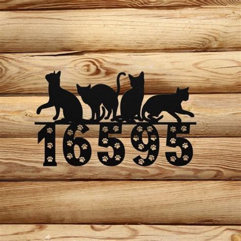 Dinozozo Cat Paw Address Sign House Number Plaque Custom Metal Signs