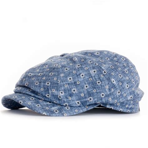 Wigens Newsboy Classic Cap BW Leinen Blau Zeitungsjunge mütze Hüte