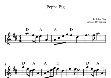 Peppa Pig Arr Lkmusic By Julian Nott Sheet Music For Clarinet And