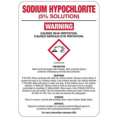 Sodium Hypochlorite 5 Sol N GHS Sign Seton Canada