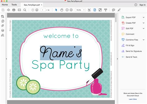 Spa Party Signs Printable Spa Signs Printable Studio