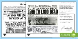 Ks The Titanic Disaster Differentiated Reading Comprehension Activity