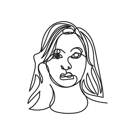 Premium Vector Woman Face One Line Art Woman Face Continuous Line Art