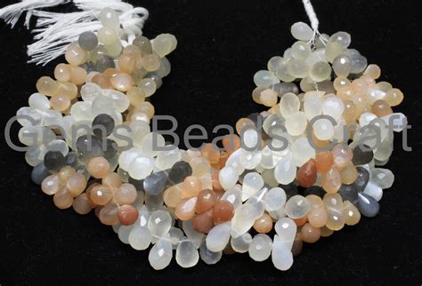 Multi Moonstone Faceted Beads Multi Moonstone Drop Shape Beads Multi