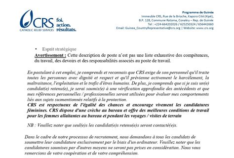 Crs Avis De Recrutement D Un E Charg E De Projet Principal Team