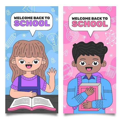 Free Vector Back To School Vertical Banners Set