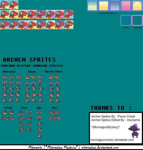 Archen Sprites Sheet Mismamis Mismagiusmys By Mismagiusmystery On