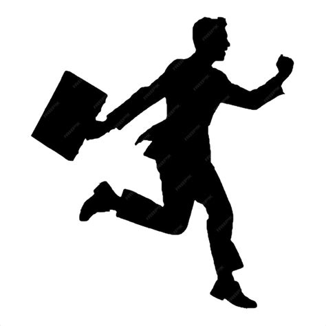 Premium Vector | Running Man Silhouette With Briefcase