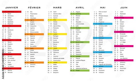 Calendrier Saints F Te France Multicolore Adobe Stock