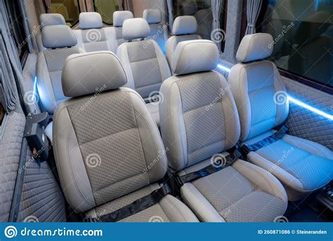 Comfortable Passenger Bus Interior with Upholstered Seats Stock Photo ...