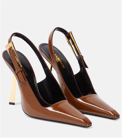 Lee Patent Leather Slingback Pumps In Brown Saint Laurent Mytheresa