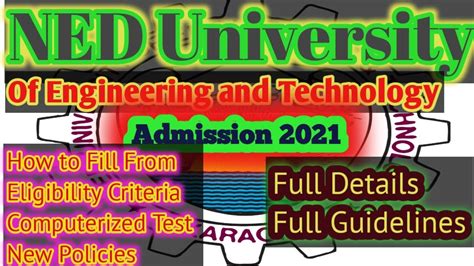 How To Fill Admission Form Of Ned University 2021 New Policy Youtube