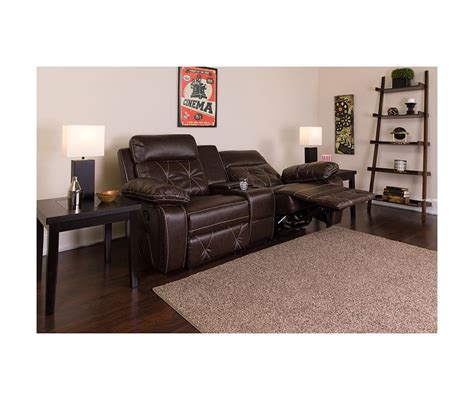 Reel Comfort Series 2 Seat Reclining Brown Leathersoft Theater Seating