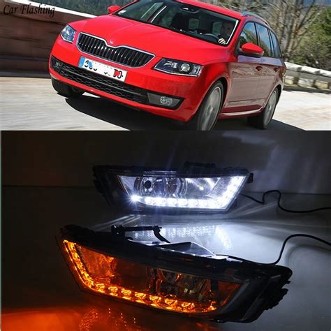 Car Flashing 1 Set 12V LED For Skoda Octavia A7 MK3 2014 2015 2016 DRL ...