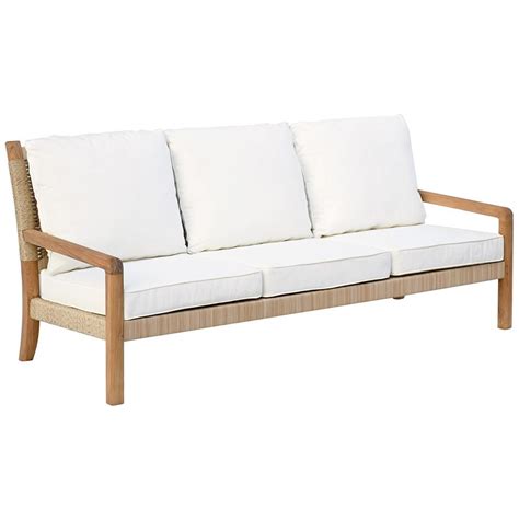 Kingsley Bate Hudson Coastal Beach Woven Wicker Teak Wood Outdoor Sofa