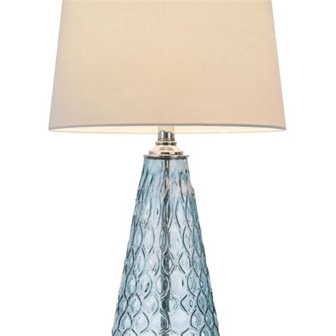 27 Aqua Glass Table Lamp With White Empire Shade Contemporary