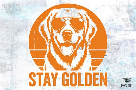 Stay Golden, Funny Golden Retriever PNG Graphic by Clipart Studio