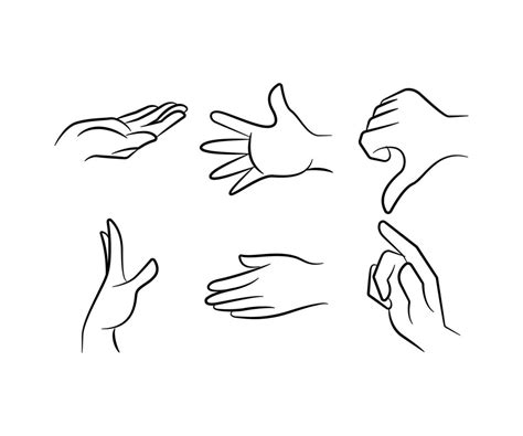 hand drawn hand gesture set vector line illustration 12774149 Vector ...