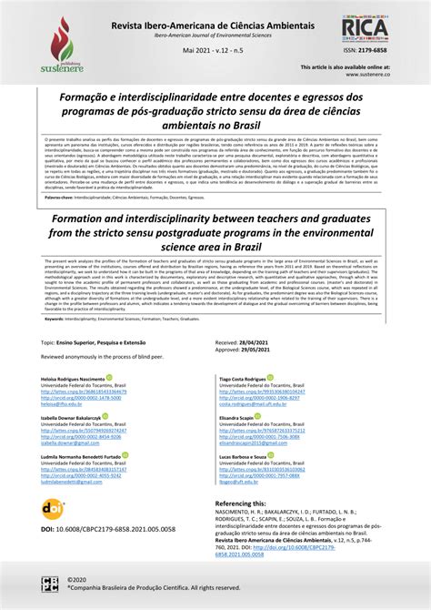 PDF Formação e interdisciplinaridade entre docentes e egressos dos